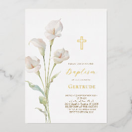 elegante calla lily bloemen Doop Folie Uitnodiging