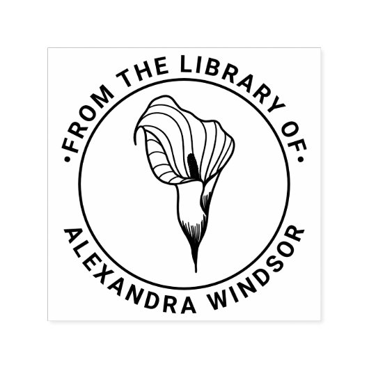 Elegante Calla Lily Bloom Library Boeknaam Zelfinktende Stempel (Design)