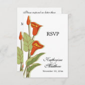 Elegante Calla Lily in oranje RSVP-kaarten Kaart (Voorkant / Achterkant)