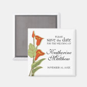 Elegante Calla Lily in Sinaasappel Save the Date M Magneet (Voorkant / Achterkant)