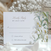Elegante Calla Lily Wedding RSVP Kaart Pastel