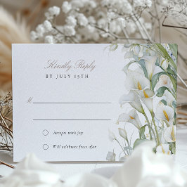 Elegante Calla Lily Wedding RSVP Kaart Pastel