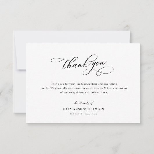 elegante calligrafie begrafenis bedankt voor je op (Voorkant)