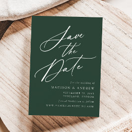 Elegante Calligrafie Bosgroene Trouwdag Save The Date