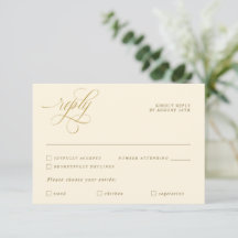 Elegante Calligrafie Crème Goud Maaltijdkeuze