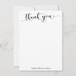 Elegante Calligrafie Dank Je Wel Zwart op Witte Ee Bedankkaart