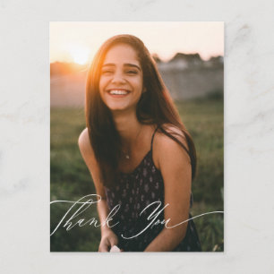 Elegante Calligrafie Foto Bedankt Briefkaart