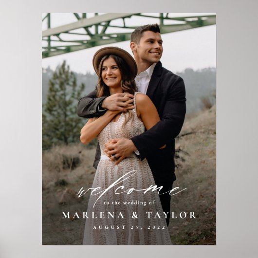 Elegante Calligrafie Foto Bruiloft Welkom Poster (Voorkant)