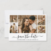 Elegante Calligrafie Foto Collage Save The Date (Voorkant)