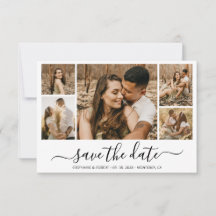 Elegante Calligrafie Foto Collage Save The Date