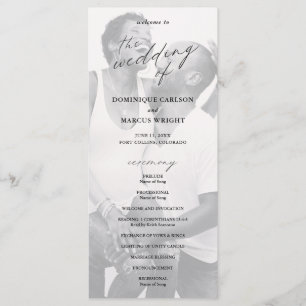 Elegante Calligrafie Foto Moderne Trouwdag Programmakaart