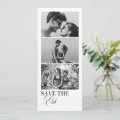 Elegante Calligrafie Fotostrip met QR-code Save The Date (Staand voorkant)