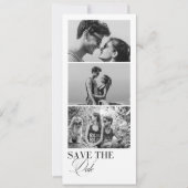 Elegante Calligrafie Fotostrip met QR-code Save The Date (Voorkant)