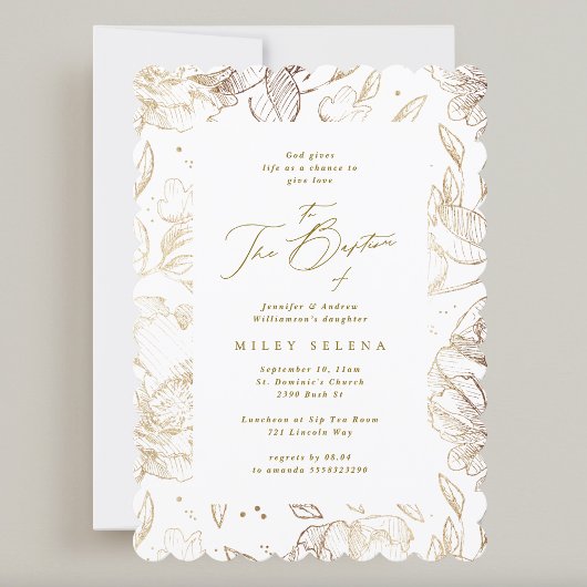 Elegante Calligrafie Gouden Bloemen Botanische Doo Kaart