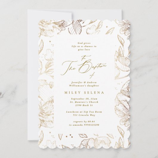 Elegante Calligrafie Gouden Bloemen Botanische Doo Kaart (Voorkant)