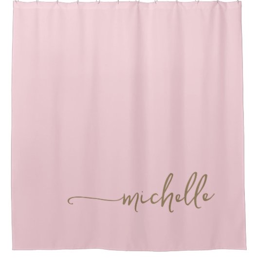 Elegante Calligrafie Gouden Script Monogram Blozen Douchegordijn (Voorkant)