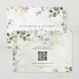 Elegante Calligrafie Groene Beplanting Eucalyptus  RSVP Kaartje