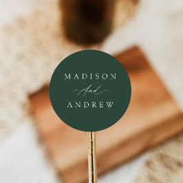 Elegante Calligrafie Groene Huwelijk Ronde Sticker