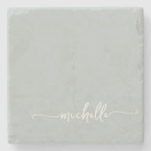 Elegante Calligrafie Groene Monogram Naam Script Stenen Onderzetter (Voorkant)