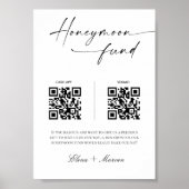 Elegante Calligrafie Honeymoon Fonds QR Code Bruil Poster (Voorkant)