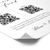 Elegante Calligrafie Honeymoon Fonds QR Code Bruil Poster (Hoek)