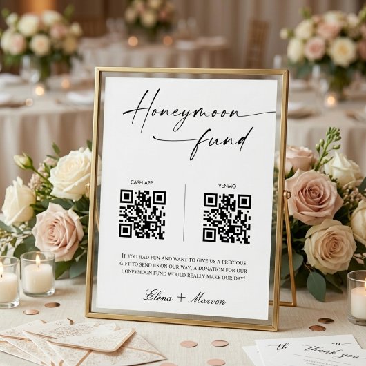 Elegante Calligrafie Honeymoon Fonds QR Code Bruil Poster