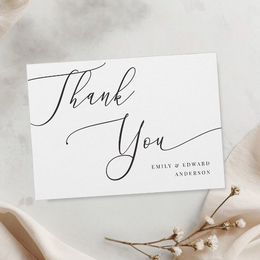 Elegante Calligrafie Huwelijk Bedankkaart