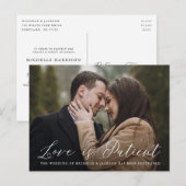 Elegante Calligrafie Liefde is Geduldige Uitstel Aankondigingskaart (Voorkant / Achterkant)