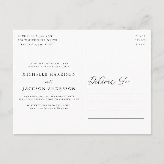 Elegante Calligrafie Liefde is Geduldige Uitstel Aankondigingskaart (Achterkant)