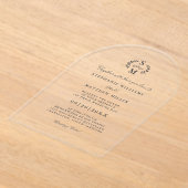 Elegante Calligrafie Monogram Wapenschild Trouwdag Acryl Uitnodigingen (Laagn)