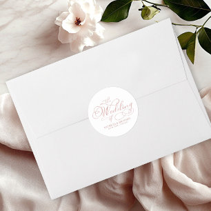 Elegante Calligrafie Roze Gouden Huwelijk Ronde Sticker
