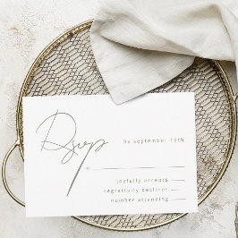 Elegante Calligrafie Salie Groen Huwelijk RSVP Kaartje