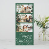 Elegante Calligrafie Script Foto Collage Kerstmis Feestdagenkaart (Staand voorkant)