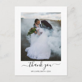 Elegante Calligrafie Script Huwelijksfoto Bedankt Briefkaart