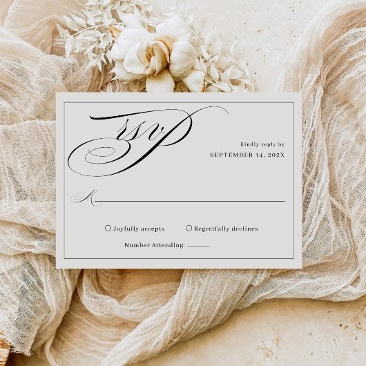 Elegante Calligrafie Script Monogram Trouwfeest RSVP Kaartje