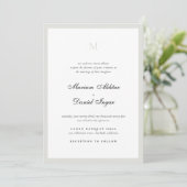 Elegante Calligrafie Script Monogram Witte Trouwda Kaart (Staand voorkant)