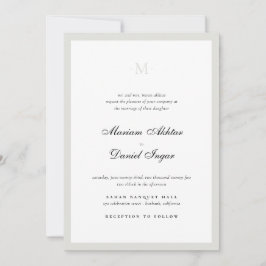 Elegante Calligrafie Script Monogram Witte Trouwda Kaart