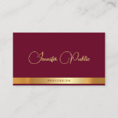 Elegante Calligrafie Script Naam Goud Tekst Robijn Visitekaartje (Voorkant)