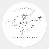 Elegante Calligrafie Script Verlovingsfeest Ronde Sticker (Voorkant)