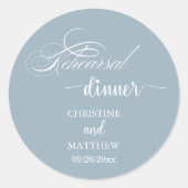 Elegante Calligrafie Stofblauw Oefendiner Ronde Sticker (Voorkant)