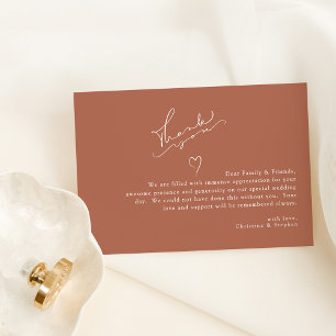 Elegante Calligrafie Terra Cotta Eenvoudige Huweli Bedankkaart