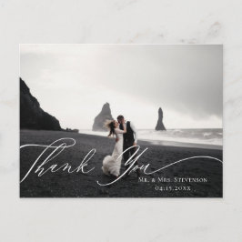 Elegante Calligrafie Wilde Bloem Foto Bedankt Briefkaart