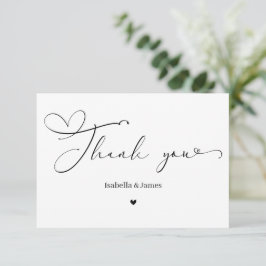 Elegante Calligraphie Eenvoudige Hart Trouw Bedankkaart