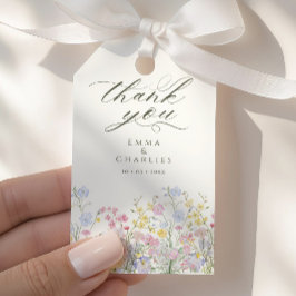 Elegante Calligraphy Boho Wilde Bloemen Bruiloft Cadeaulabel