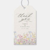 Elegante Calligraphy Boho Wilde Bloemen Bruiloft Cadeaulabel (Voorkant)