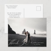 Elegante Calligraphy Bruidsfoto Bedankt Briefkaart (Voorkant / Achterkant)