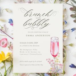 Elegante Calligraphy Brunch & Bubbly Bruidsfeest Kaart