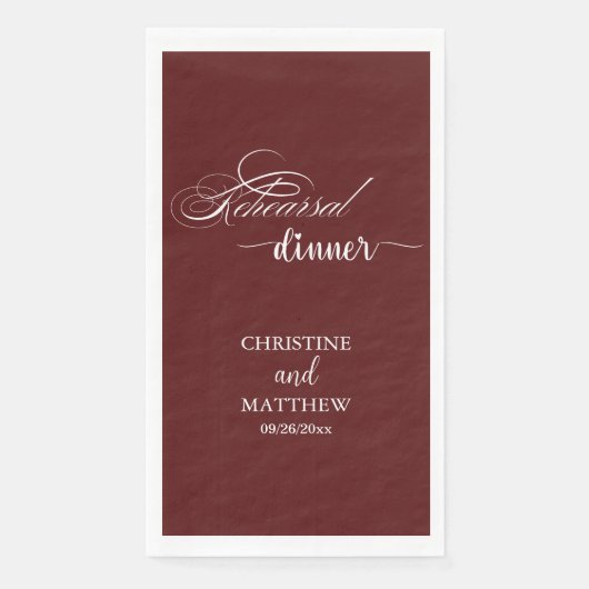 Elegante Calligraphy Burgundy Oefendiner Servet (Voorkant)