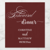 Elegante Calligraphy Burgundy Oefendiner Wijn Etiket (Enkel label)