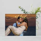 Elegante Calligraphy  Eindelijk foto Bewaar de dat Folie Uitnodiging (Staand Voorkant)